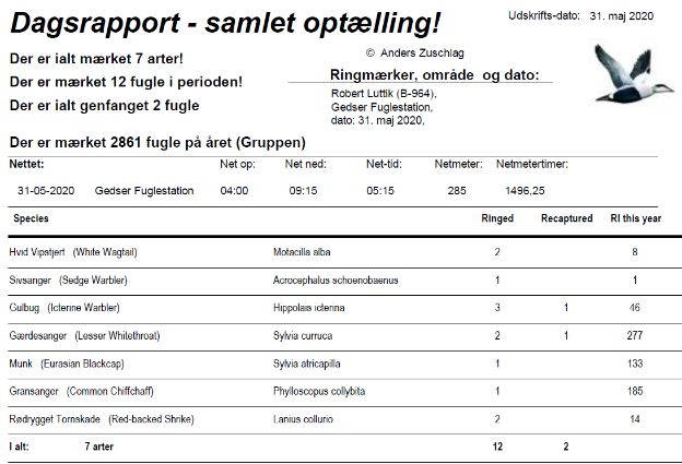 catches of 31maj2020