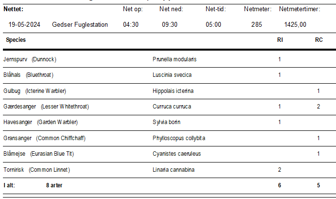 vogels 19 mei